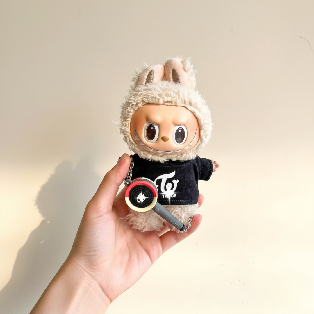 Labubu Candy Pop Squad Monochrome Logo Tee & Fan Light Set (2pc)