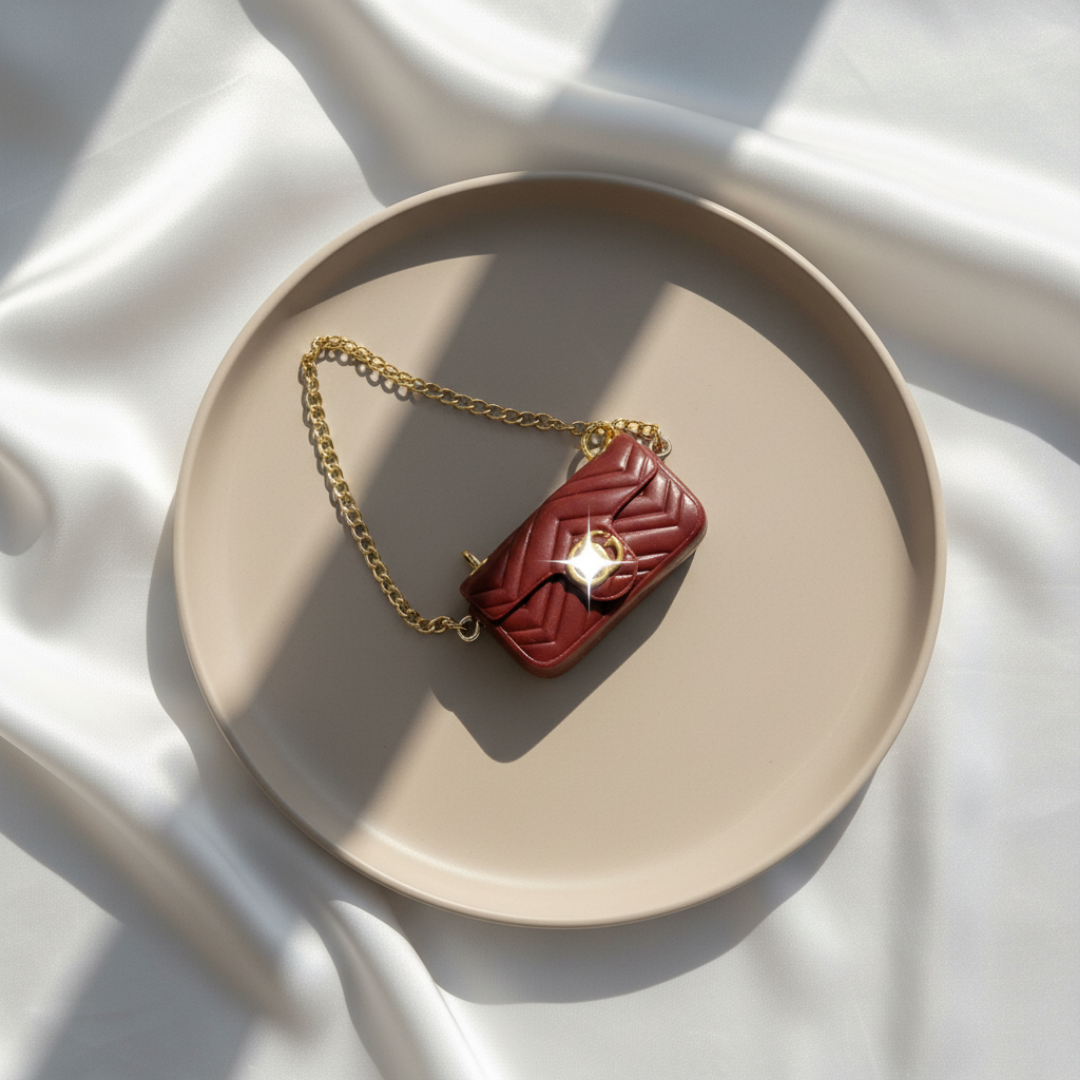 Labubu Mini Red Flap Bag with Gold Detail