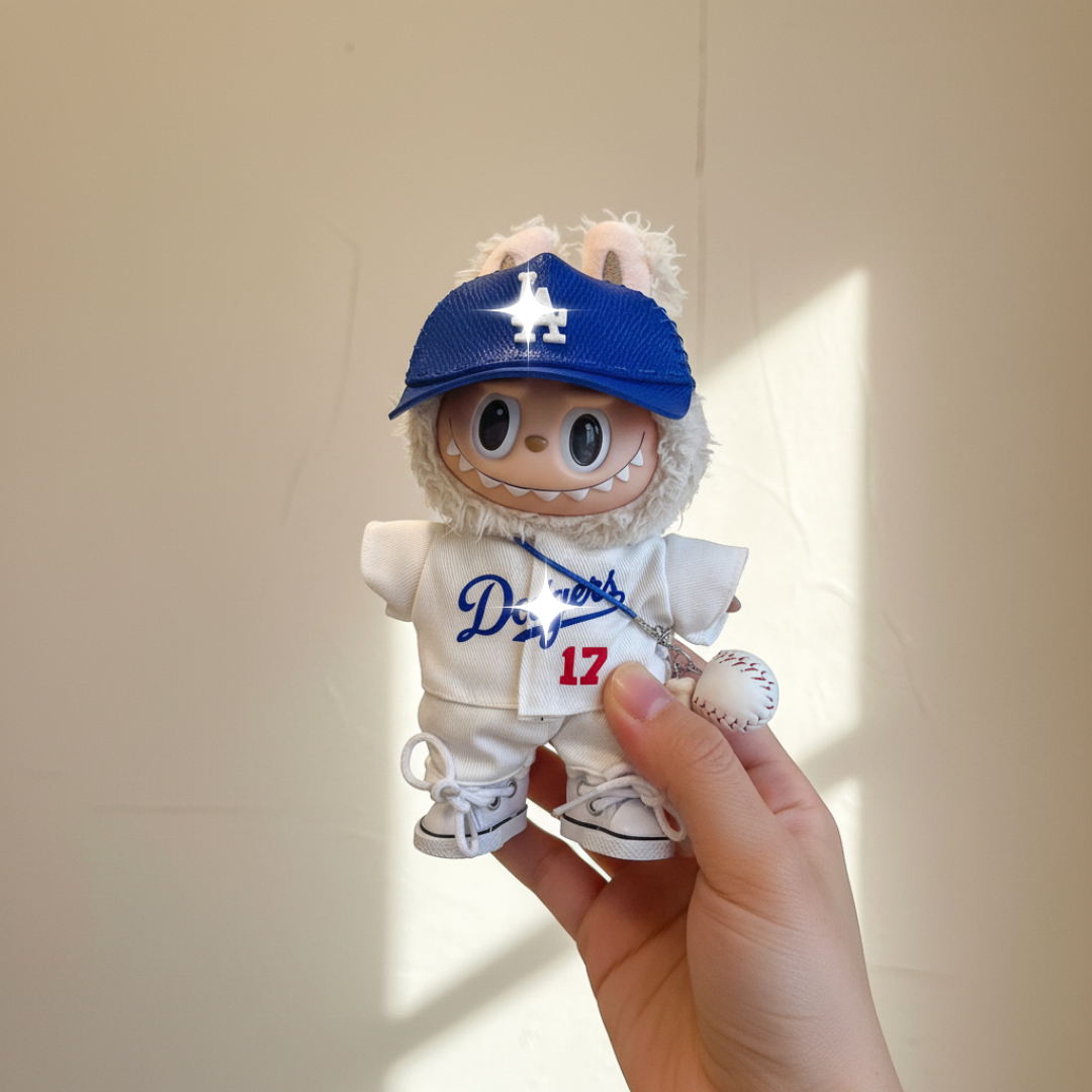 Labubu Baseball Outfit Set – Pure White Sports Edition