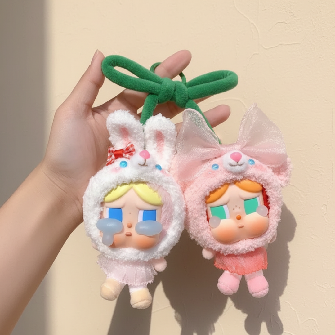 Crybaby Animal Duo Outfit Set – White Bunny & Pink Bear