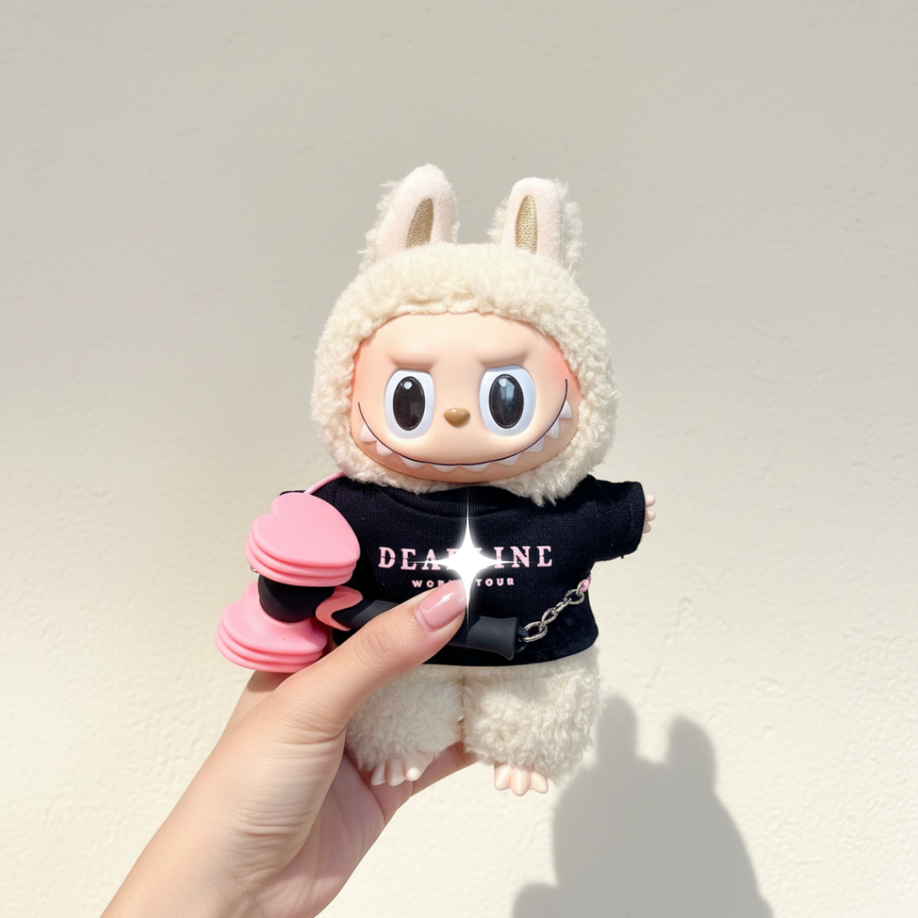 Labubu Concert Outfit – Black Tour Tee & Mini Lightstick (2pc)