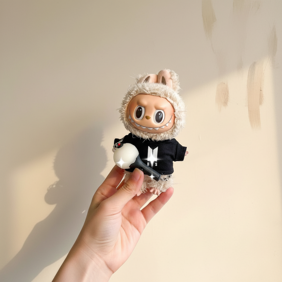 Labubu Bangtan Shield White Logo Idol Tee & Fan Light Set (2pc)