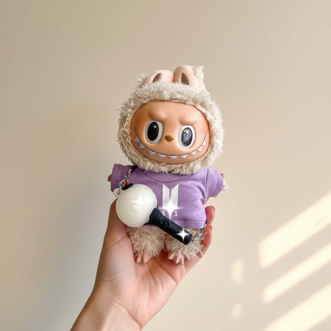 Labubu Bangtan Shield White Logo Idol Tee & Fan Light Set (2pc)