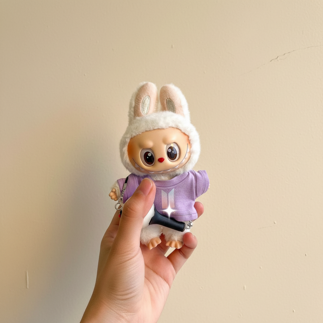 Labubu Bangtan Shield Color Logo Idol Tee & Fan Light Set (2pc)