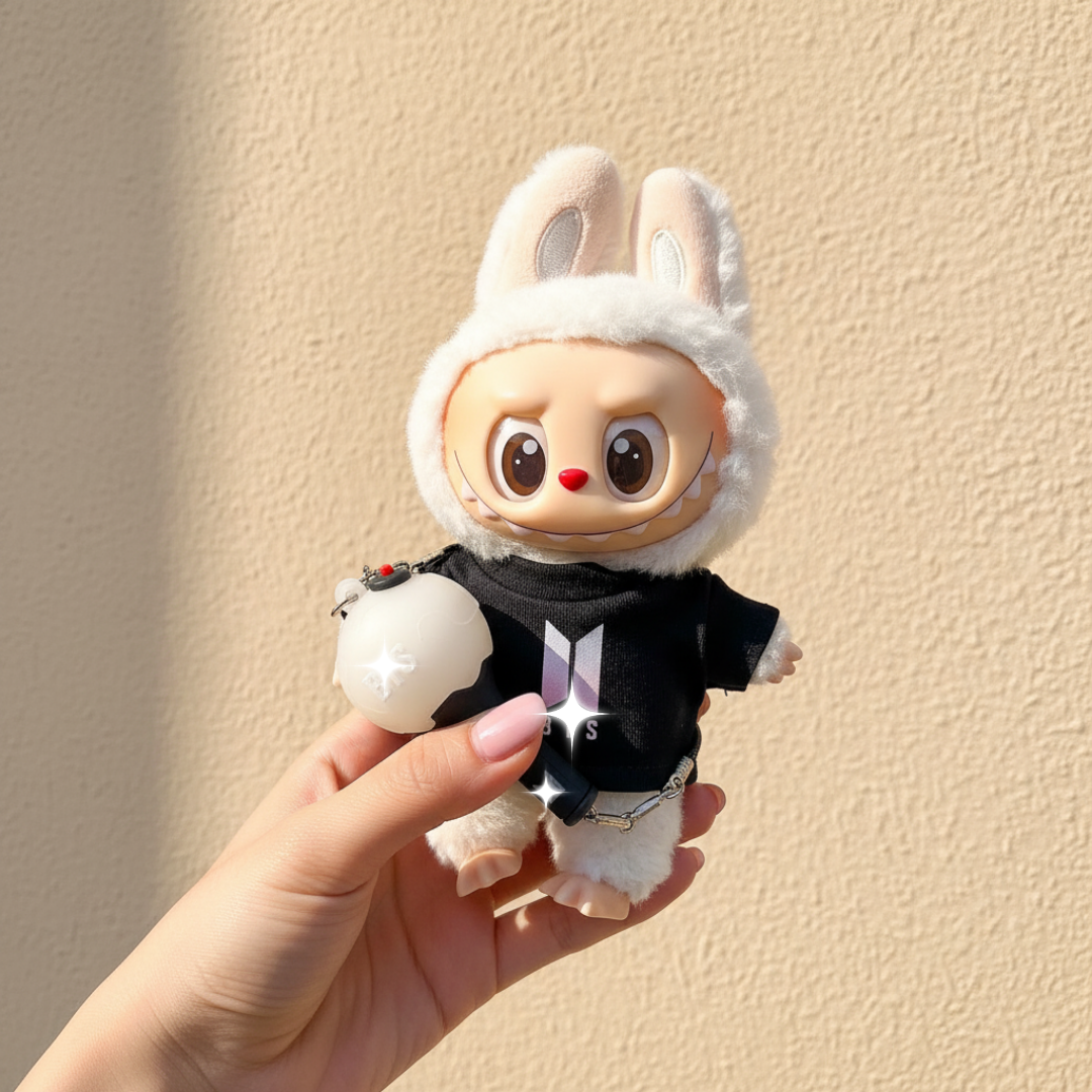 Labubu Bangtan Shield Color Logo Idol Tee & Fan Light Set (2pc)