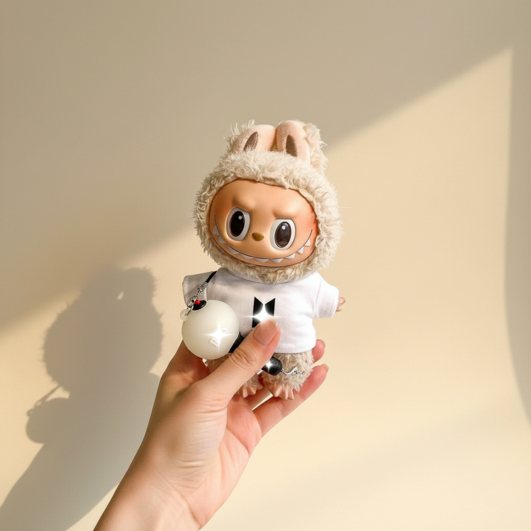 Labubu Bangtan Shield Black Logo Idol Tee & Fan Light Set (2pc)