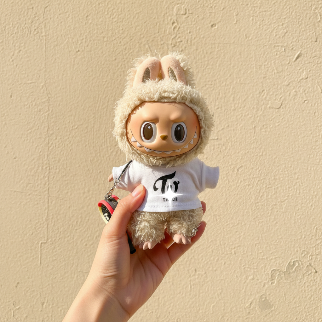 Labubu Candy Pop Squad Monochrome Logo Tee & Fan Light Set (2pc)