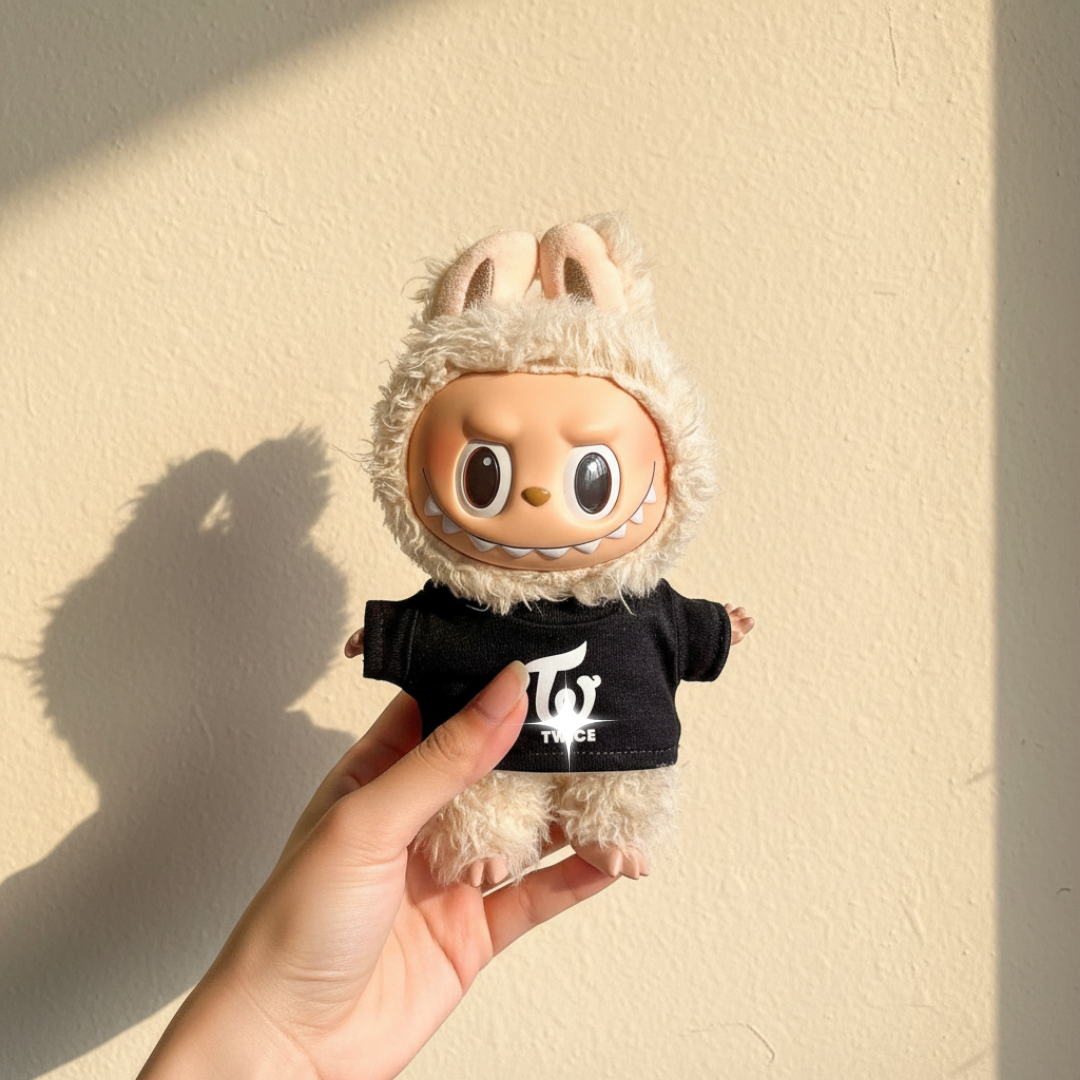 Labubu Candy Pop Squad Monochrome Logo Tee & Fan Light Set (2pc)