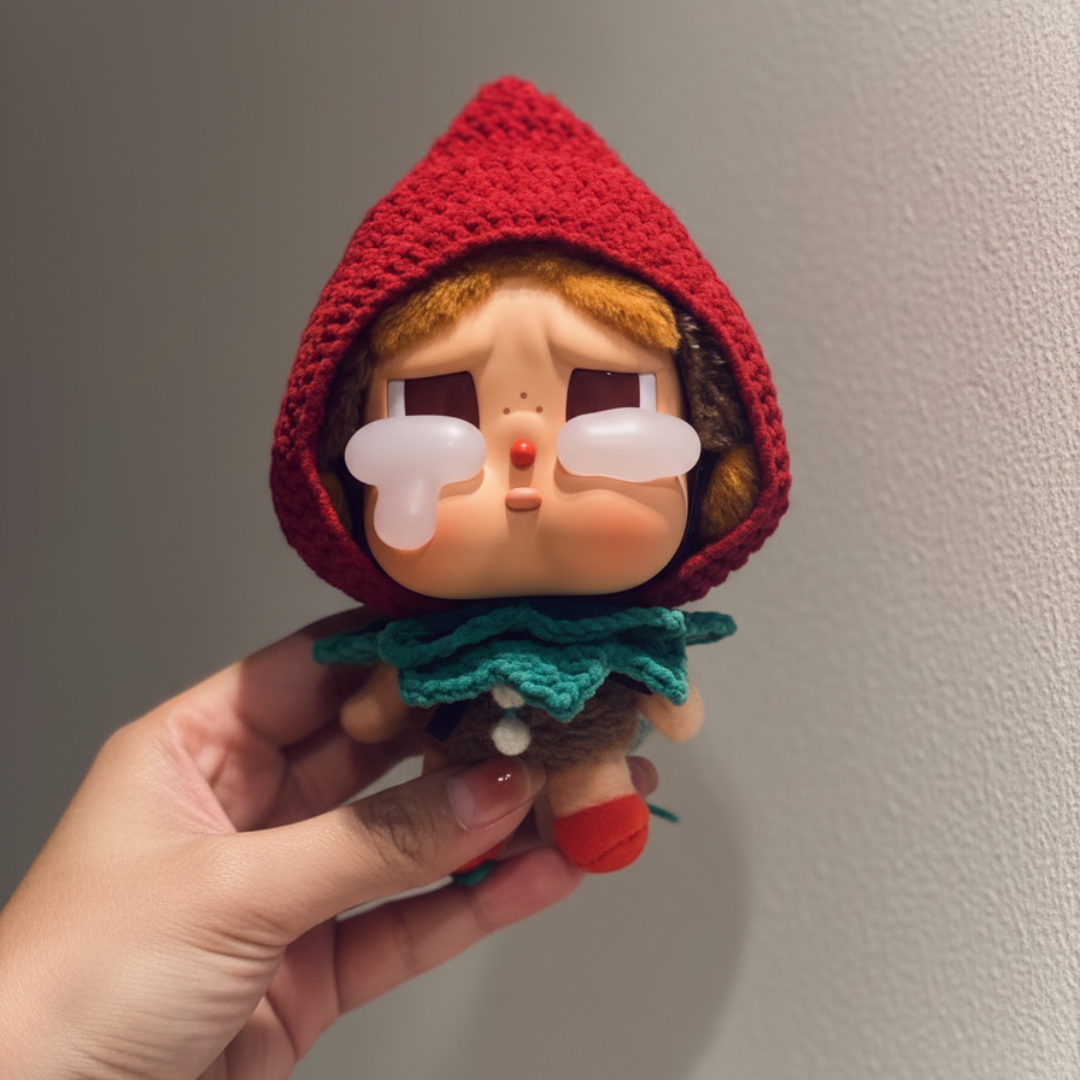 Crybaby Strawberry Costume Outfit – Red Hood & Green Collar