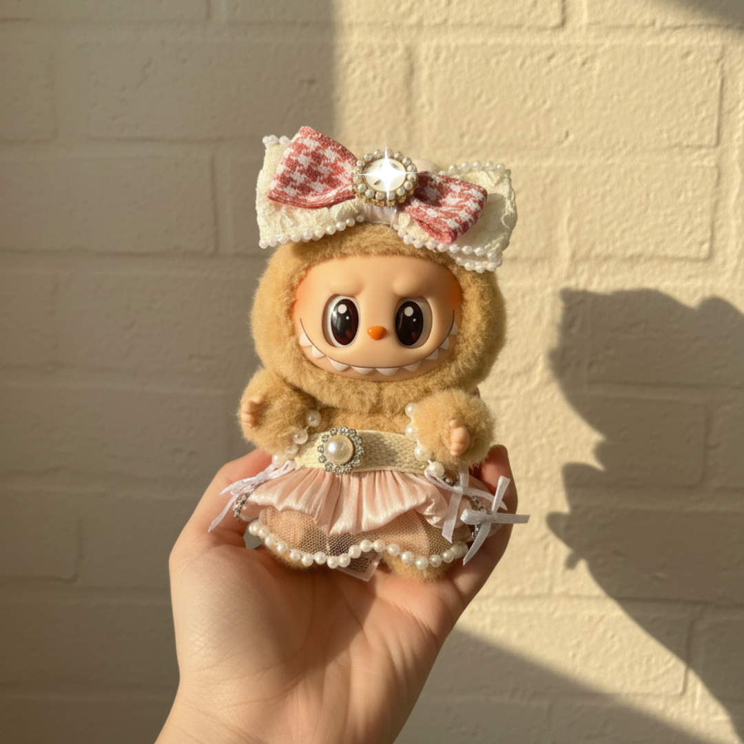 Labubu Pearl Tutu Dress & Bow Headband Set