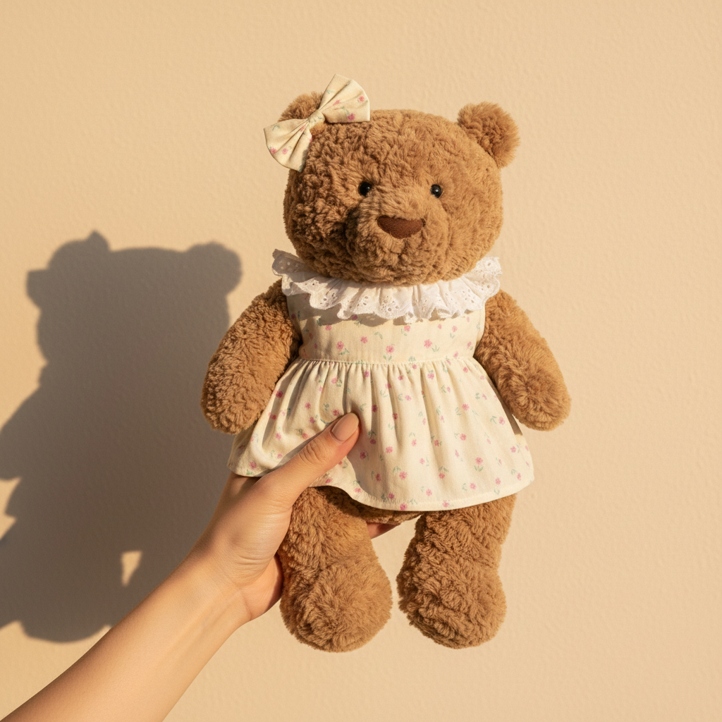 Jellycat Brown Bear Yellow Floral Dress & Bow Outfit