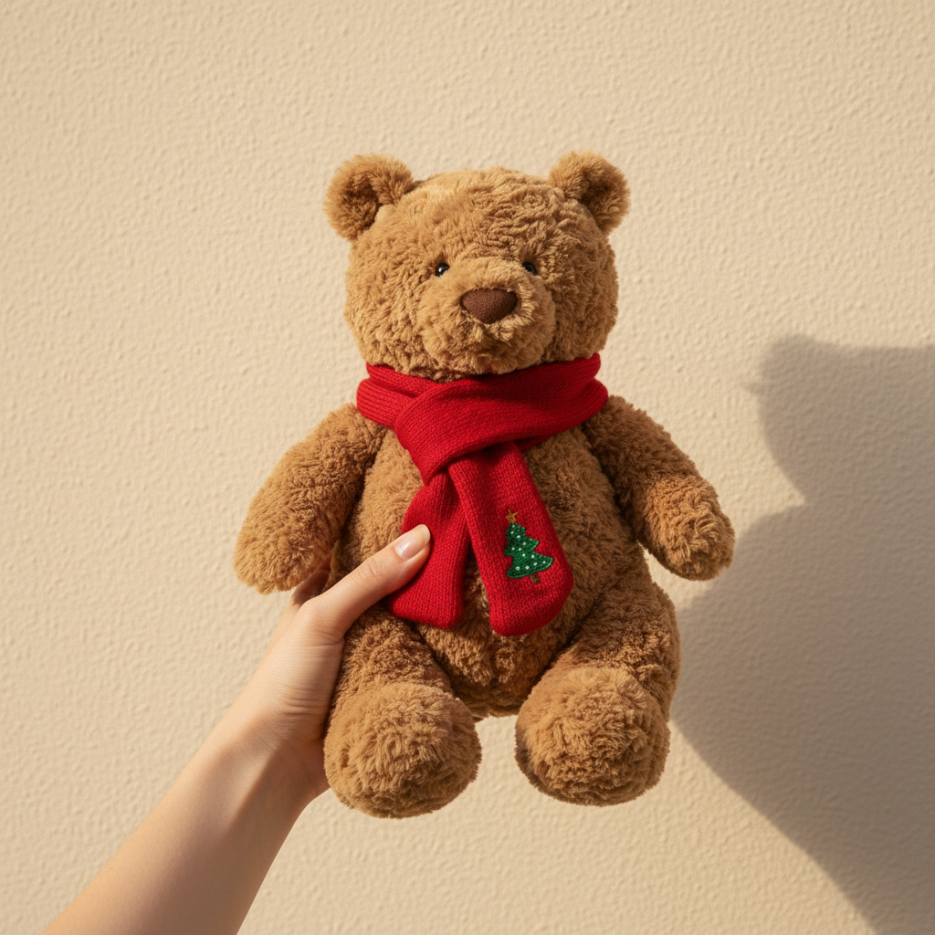 Jellycat Brown Bear Christmas Tree Embroidered Scarf